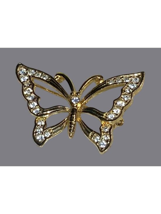 Unbranded Jewelry - Gold Tone Butterfly Brooch With Clear Rhinestone Detailing Women Jewelry
